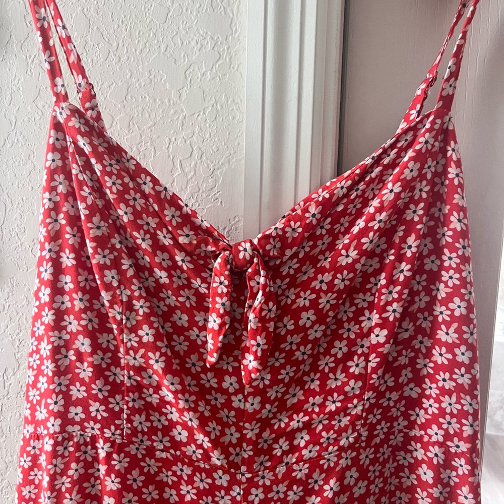 Floral Red and White Dress